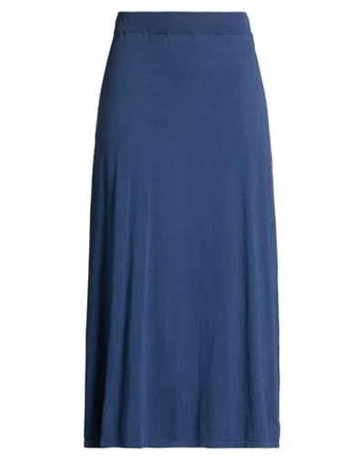 Fedeli Woman Maxi Skirt Navy Size 6 Cotton, Linen In Blue