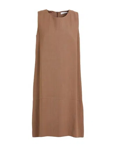 Fedeli Woman Midi Dress Brown Size 6 Viscose, Linen
