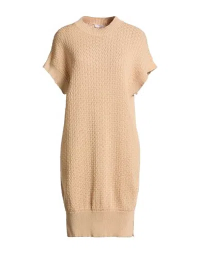 Fedeli Woman Midi Dress Sand Size 8 Cotton, Linen In Pink