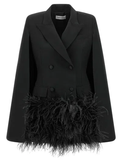 Federica Bonifaci 'tuxedo' Feather Cape In Black