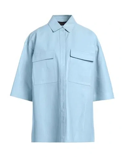 Federica Tosi Woman Shirt Sky Blue Size 4 Soft Leather
