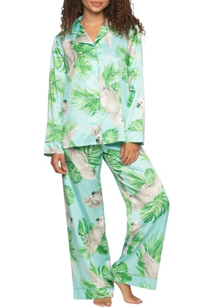 Felina Adrienne Print Satin Pyjamas In Cockatoo