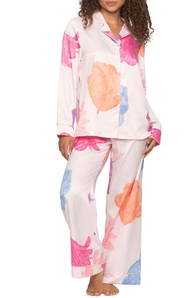 Felina Adrienne Print Satin Pyjamas In Plumes