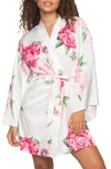 Felina Adrienne Print Short Satin Robe In Bloom