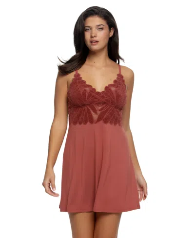 Felina Women's Lace V-neck Sleeveless Chemise In Brown