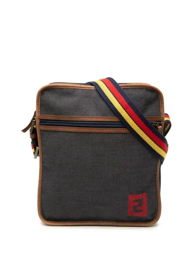 Pre-owned Fendi 2000-2010 Denim Ff Crossbody Bag In Blue
