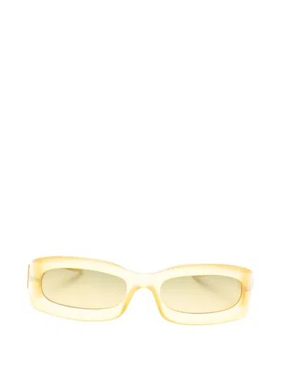 Pre-owned Fendi 2000s Rectangle-frame Sunglasses In Yellow