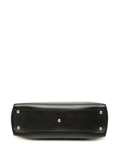 Pre-owned Fendi 2010-2026 Medium Shiny Nappa Peekaboo Iconic Satchel In Black
