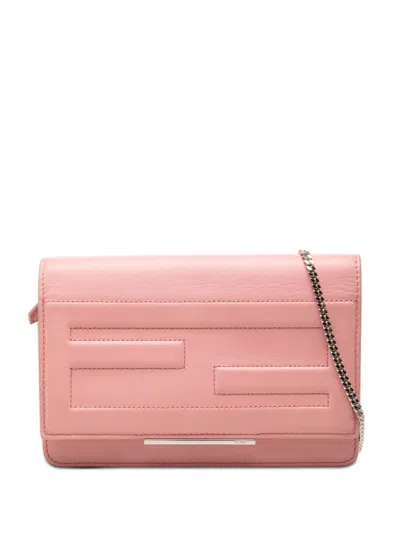 Pre-owned Fendi 2010-2026 Nappa Tube Wallet On Chain Crossbody Bag In Pink