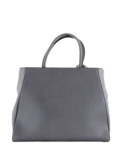 Pre-owned Fendi 2jours Bag Leather Medium Tote Bag In Grey