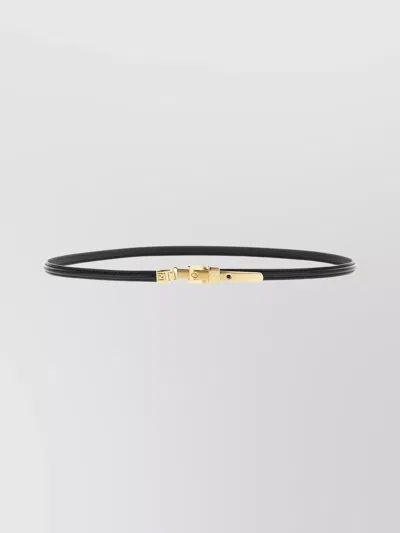 Fendi Adjustable Slim Belt Gold-tone Buckle In Black
