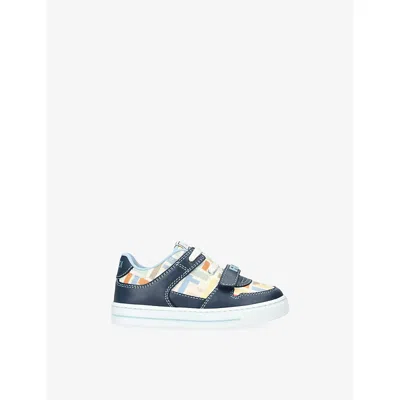 Fendi Baby Jacquard Leather Trainers Blue Other Eur 22 /5.5 Uk