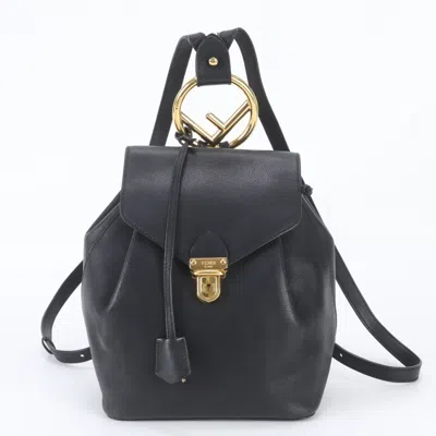 Pre-owned Fendi Black Leather Backpack Shoulder Bag ()