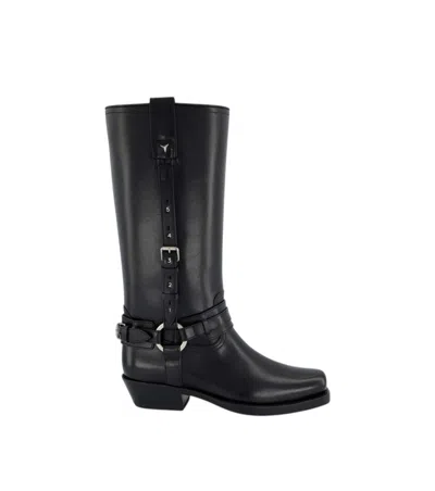 Fendi Black Leather Harness Boots In Multi