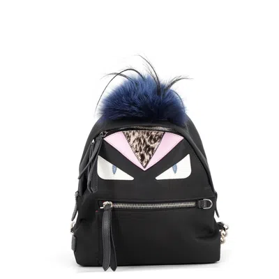 Pre-owned Fendi Black Multi-color Nylon Leather Backpack () In Black, Multi-color