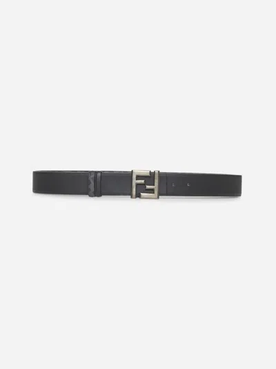 Fendi Black Squared Ff Reversible Belt