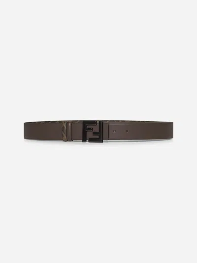Fendi Brown Squared Ff Reversible Belt