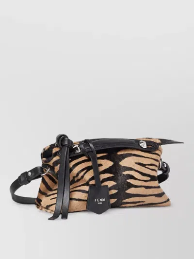 Fendi By The Way Medium Calf Hair Leather Tiger-print Clutch Bag
