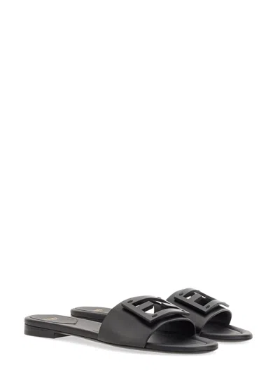 Fendi Calf Leather Slides In Multi