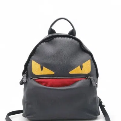 Pre-owned Fendi Calfskin Backpack Medium In Black