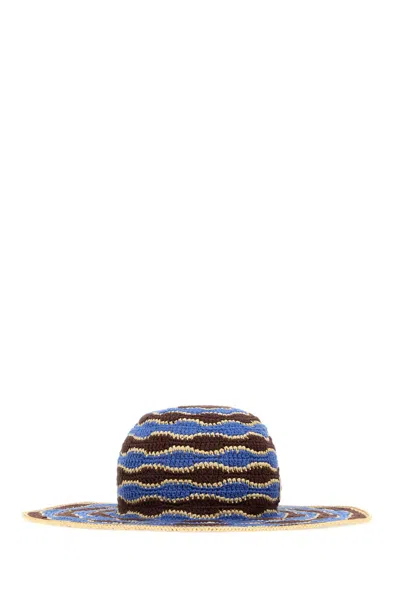 Fendi Cappello Tesa L Rafia Crochet In Multi