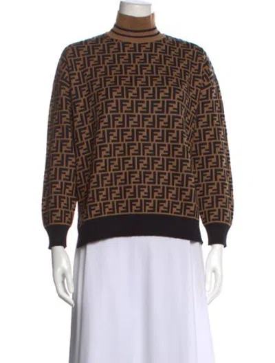 Pre-owned Fendi Cashmere Graphic Print Sweater In Brown