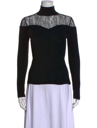Pre-owned Fendi Cashmere Lace Pattern Sweater In Black