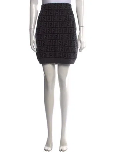 Pre-owned Fendi Cashmere Mini Skirt In Grey
