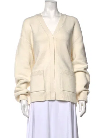 Pre-owned Fendi Cashmere V-neck Sweater In Neutrals