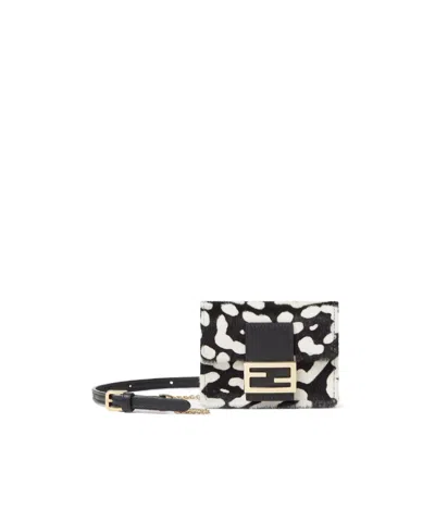 Fendi Cavallino Card Holder In Black
