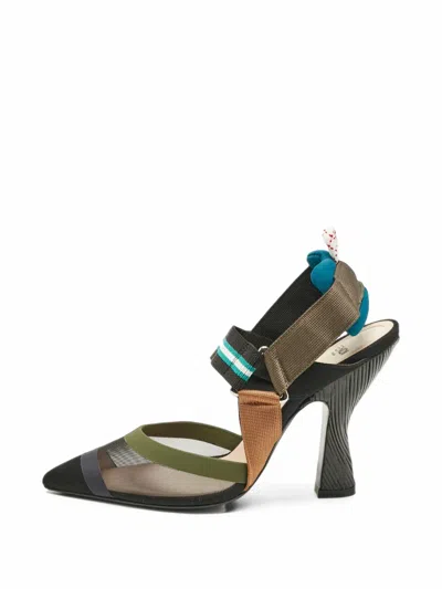 Pre-owned Fendi Colibri Slingback Pumps In Black