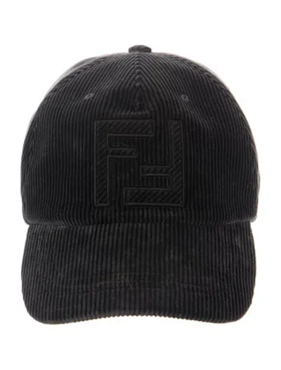 Pre-owned Fendi Cotton Embroidered Baseball Hat In Black