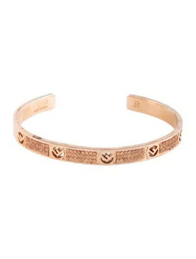 Pre-owned Fendi Crystal F Is  Cuff Bracelet, 6.5" In Clear