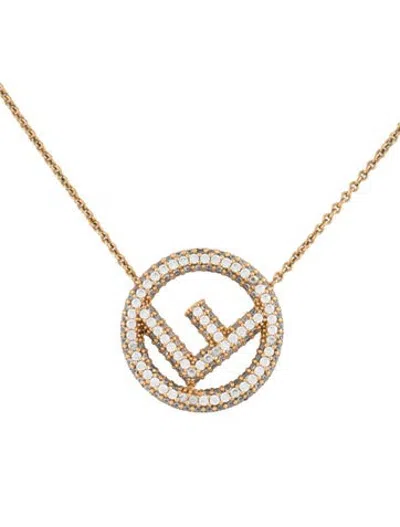 Pre-owned Fendi Crystal F Is For  Pendant Necklace, 18.5" In Multicolor
