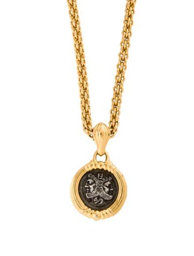 Pre-owned Fendi Double Sided Coin Pendant Necklace, 42" In Multicolor