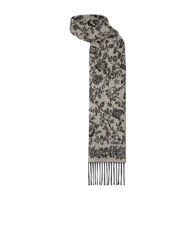Fendi Dove Grey And Black Cashmere And Wool Scarf In Gray