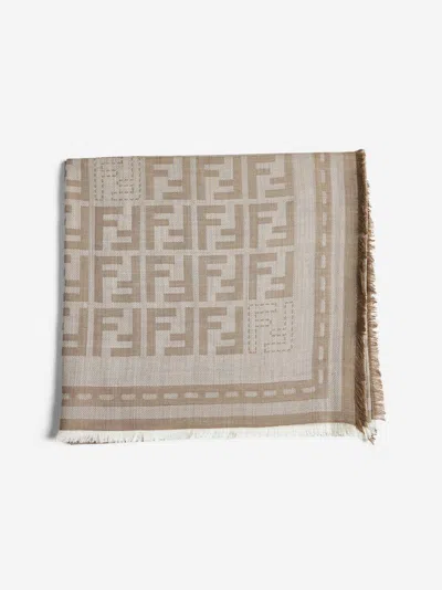 Fendi Dove Grey Wool Ff Shawl