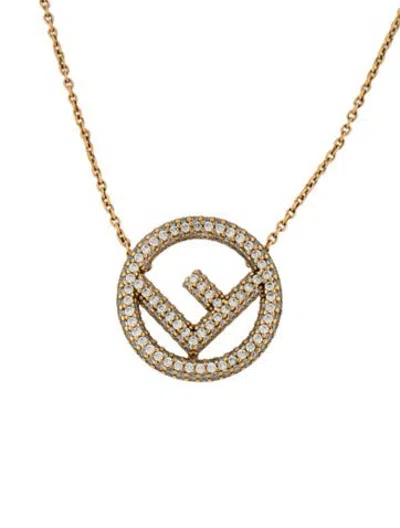 Pre-owned Fendi F Is  Pendant Necklace, 18.5" In Multicolor