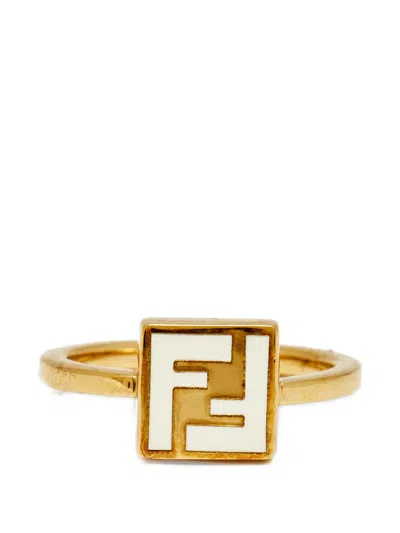 Pre-owned Fendi Ff Cocktail Ring In Gold