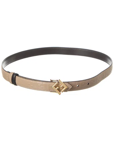 Fendi Ff Diamonds Reversible Leather Belt In Black