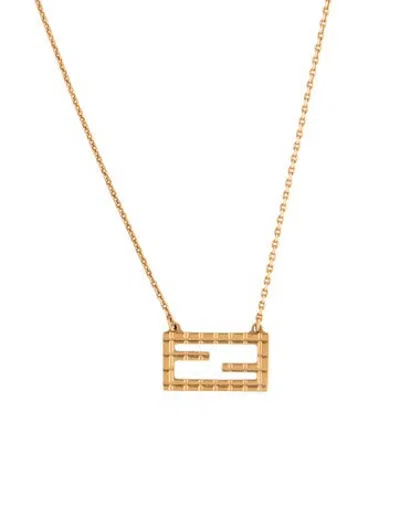 Pre-owned Fendi Ff Pendant Necklace, 19.75", 19.75" In Multicolor