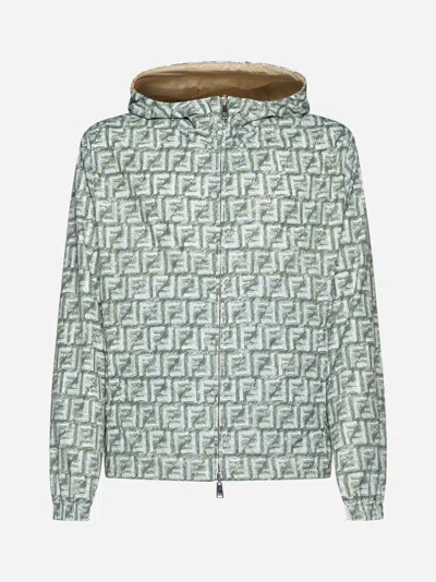 Fendi Ff Print Nylon Reversible Jacket In Green