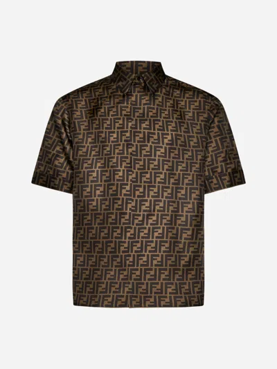 Fendi Ff Silk Shirt In Brown
