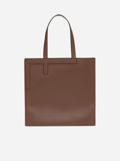 Fendi Flip Medium Leather Bag In Brown