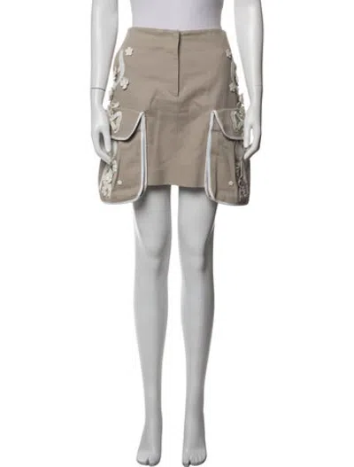 Pre-owned Fendi Floral Print Mini Skirt In Neutrals