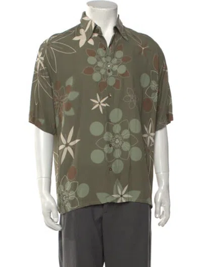Pre-owned Fendi Floral Print Short Sleeve Shirt In Green