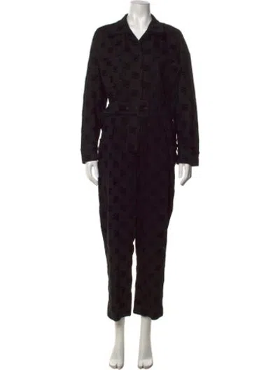 Pre-owned Fendi Graphic Print Jumpsuit In Black