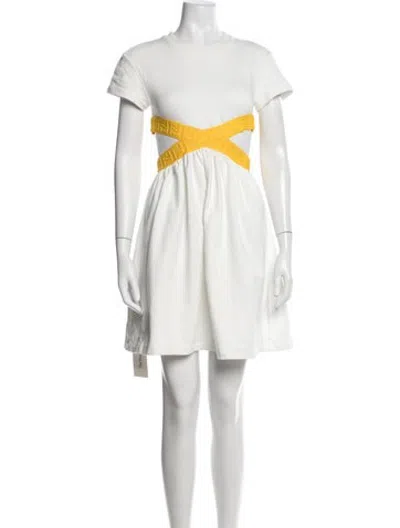 Pre-owned Fendi Graphic Print Mini Dress In White