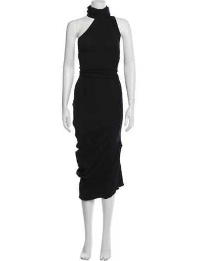 Pre-owned Fendi Halterneck Midi Length Dress In Black