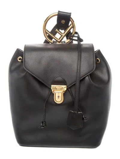 Pre-owned Fendi Leather Backpack Vintage In Black
